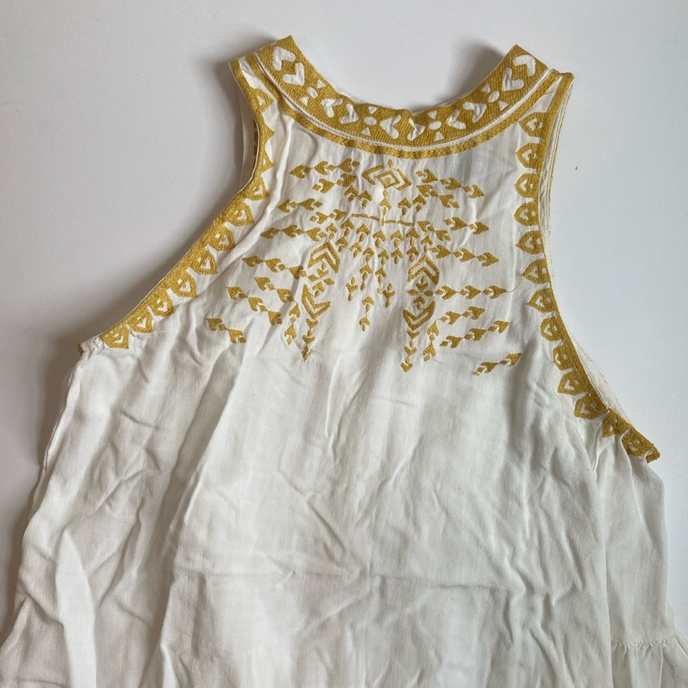 SMALL Cotton White/Mustard Blouse